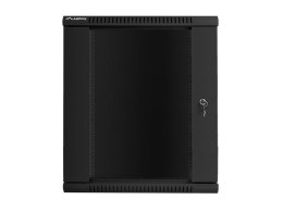 Lanberg Szafa rack 19 cali Wall-Mount 15U/600x450 V2 czarna, drzwi szklane