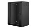 Lanberg Szafa rack 19 cali Wall-Mount 15U/600x450 V2 czarna, drzwi szklane