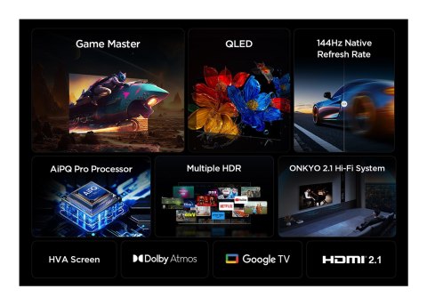 Telewizor TCL 55P8K QLED 55" 4K Ultra HD 120Hz Google TV Dolby Atmos Metaliczny