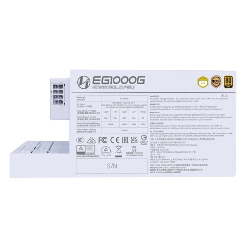 Zasilacz Lian Li EDGE GOLD 1000 80 PLUS Gold Netzteil, PCIe 5.1, ATX 3.1 - 1.000 Watt, weiß, inkl. USB-Hub