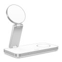 Ładowarka indukcyjna 3w1 do iPhone Apple Watch AirPods + kabel USB-C MagSafe - biała