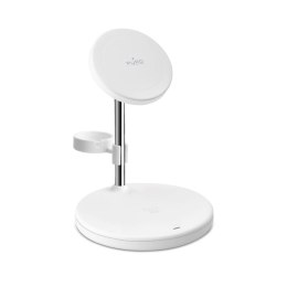 Ładowarka indukcyjna 3w1 ze stojakiem do iPhona AirPods USB-A - biała