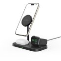 Ładowarka indukcyjna 3w1 ze stojakiem na smartfon Apple Watch AirPods MagSafe - czarna