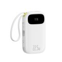 Powerbank 10000mAh z wyświetlaczem wbudowanymi kablami EnerFill FC31 22.5W - biały