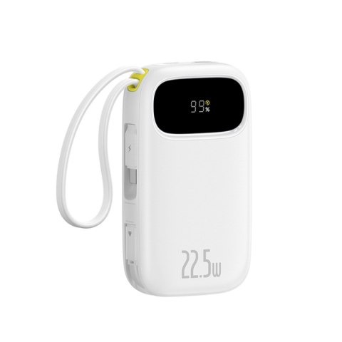Powerbank 10000mAh z wyświetlaczem wbudowanymi kablami EnerFill FC31 22.5W - biały