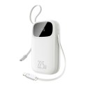 Powerbank 10000mAh z wyświetlaczem wbudowanymi kablami EnerFill FC31 22.5W - biały