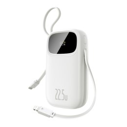 Powerbank 10000mAh z wyświetlaczem wbudowanymi kablami EnerFill FC31 22.5W - biały
