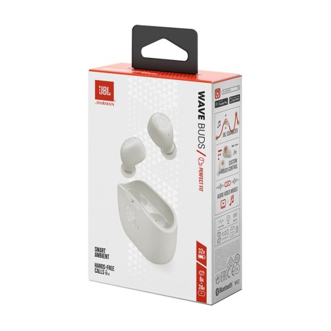 Słuchawki bezprzewodowe dokanałowe JBL Wave Buds - białe