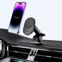 Uchwyt samochodowy na telefon z ładowarką indukcyjną na kokpit kratkę MagSafe 15W - czarny