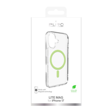Etui pokrowiec case na iPhone 17 Lite Mag MagSafe - przezroczyste zielony pierścień