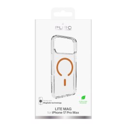 Etui pokrowiec case na iPhone 17 Pro Max Lite Mag MagSafe - przezroczyste pomarańczowy pierścień