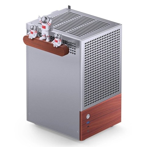 Obudowa PC Jonsbo T6 Mini-Tower, Mini-ITX, szkło hartowane, drewno - srebrna