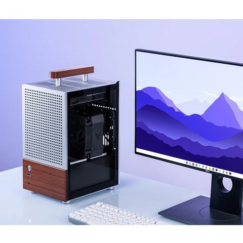 Obudowa PC Jonsbo T6 Mini-Tower, Mini-ITX, szkło hartowane, drewno - srebrna