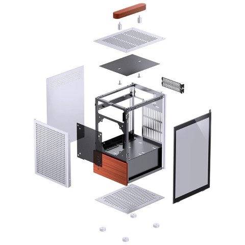 Obudowa PC Jonsbo T6 Mini-Tower, Mini-ITX, szkło hartowane, drewno - srebrna
