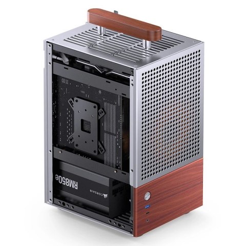 Obudowa PC Jonsbo T6 Mini-Tower, Mini-ITX, szkło hartowane, drewno - srebrna