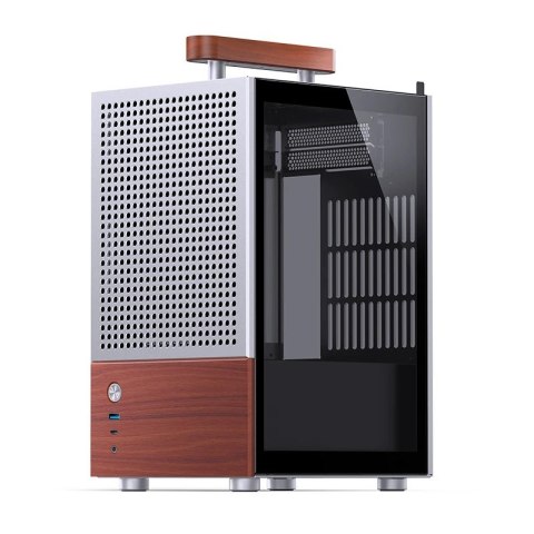 Obudowa PC Jonsbo T6 Mini-Tower, Mini-ITX, szkło hartowane, drewno - srebrna
