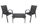 Klasyczny zestaw mebli ogrodowych Black Forest tekstylen dwa krzesła + stolik czarny