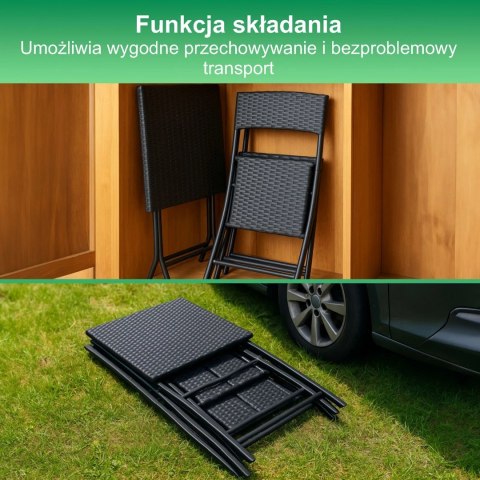 Mały zestaw mebli ogrodowych Black Forest | dwa krzesła + stolik czarny