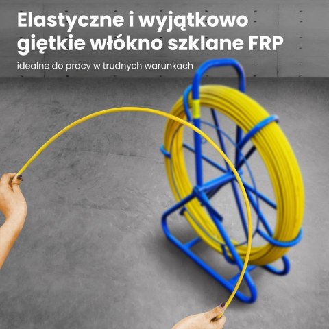 WŁÓKNO SZKLANE DO PRZECIĄGANIA KABLI 4,5mm / 75m (PILOT / STALKA) PE + STOJAK