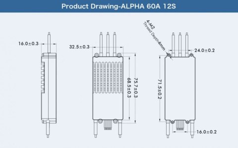 Regulator ESC ALPHA 60A HV 6-12S do dron wyścigowych