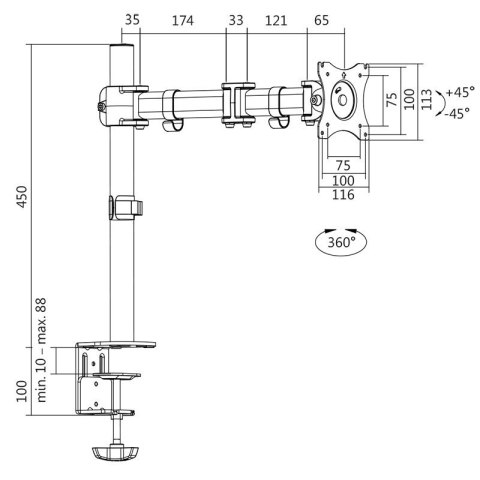 Logilink | Desk Mount | BP0021 | 13-27 " | Maksymalna waga (udźwig) 8 kg