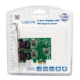 Logilink PC0075, 2-port Gigabit PCI Express network card Logilink 2 x Gigabit Lan (RJ 45) PCIe