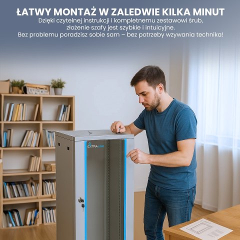 Extralink Szafa rack 18U 600x450 Szara montowana na ścianie