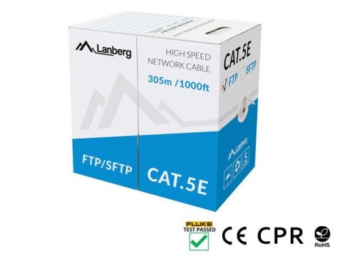 Kabel sieciowy Lanberg LCS5-11CU-0305-S S/FTP (S-STP) Cat5e Szary 305m