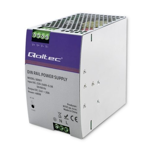 Przemysłowy zasilacz na szynę DIN | 480W | 24V | 20A