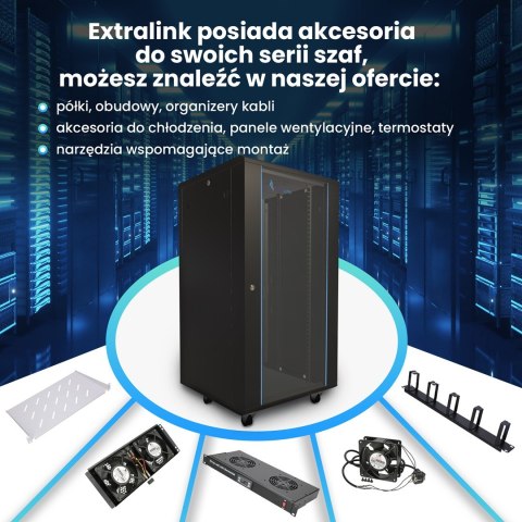 Extralink Szafa rack 27U 600x1000 Czarna stojąca