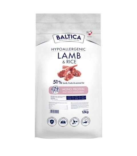 BALTICA NUTRACEUTIC Hypoallergenic Lamb & Rice M 12kg