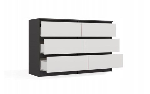 M6 MALWA KOMODA 120CM 6 SZUFLAD ANT/BIEL KOMPLET