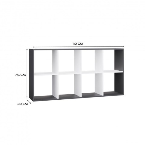 REGAŁ MALAX 2X4 ANTRACYT/BIEL