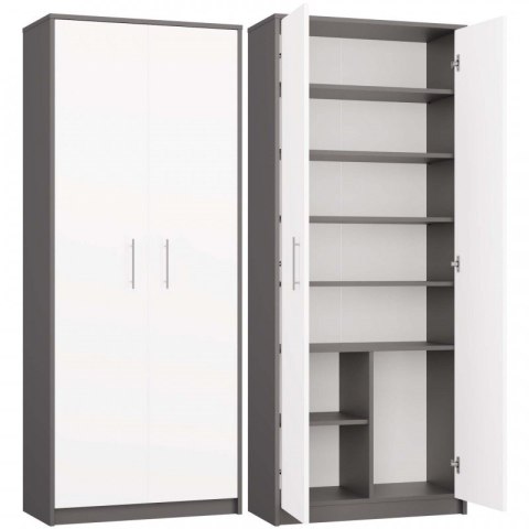 REGAŁ ZAMKNIETY OLIV 2D ANTRACYT/BIEL KOMPLET