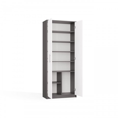 REGAŁ ZAMKNIETY OLIV 2D ANTRACYT/BIEL KOMPLET