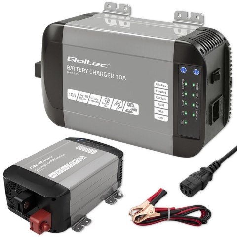 Qoltec Inteligentna ładowarka Monolith do akumulatorów LiFePO4 AGM GEL SLA | 10A | 24V