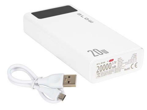BLOW POWER BANK 20000MAH QC+PD 20W + LIGHTNING BIAŁY PB20E