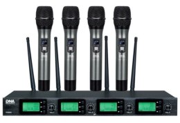 DNA RV-4 - Mikrofon bezprzewodowy 4x nadajnik doręczny + odbiornik, pasmo UHF 518-542 MHz