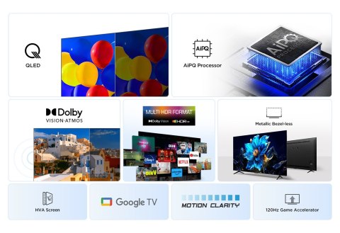 Telewizor TCL 43P7K QLED 40" 4K Ultra HD Google TV Dolby Atmos DVB-T2 Metaliczny