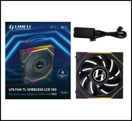 Wentylator Lian Li UNI FAN TL Wireless LCD Lüfter, ARGB, PWM - 120 mm, czarny