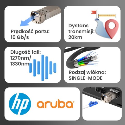 Extralink SFP+ 10G | Moduł SFP+ WDM | 10Gbps 1270/1330nm, single mode, 20km, LC, DOM, para, dedykowany dla HP/ARUBA
