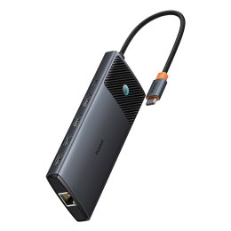 HUB adapter rozdzielacz 10w1 HDMI USB-A USB-C RJ45 SD TF - szary