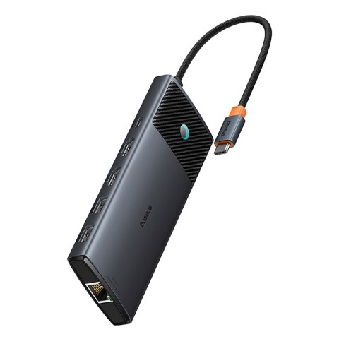 HUB adapter rozdzielacz 10w1 HDMI USB-A USB-C RJ45 SD TF - szary
