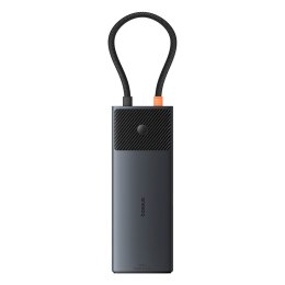 HUB adapter rozdzielacz 10w1 HDMI USB-A USB-C RJ45 SD TF - szary