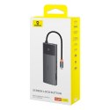 HUB adapter rozdzielacz 10w1 HDMI USB-A USB-C RJ45 SD TF - szary