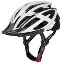 Kask rowerowy MTB z odpinanym daszkiem i tylną lampką USB 54-57 cm - czarno-biały