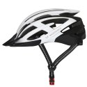 Kask rowerowy MTB z odpinanym daszkiem i tylną lampką USB 54-57 cm - czarno-biały