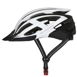 Kask rowerowy MTB z odpinanym daszkiem i tylną lampką USB 54-57 cm - czarno-biały