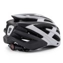 Kask rowerowy MTB z odpinanym daszkiem i tylną lampką USB 54-57 cm - czarno-biały