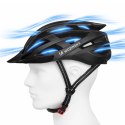 Kask rowerowy MTB z odpinanym daszkiem i tylną lampką USB 54-57 cm - czarny